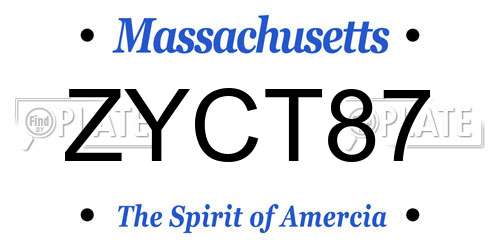 ZYCT87 Massachusetts License Plate