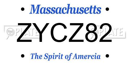 ZYCZ82 Massachusetts License Plate
