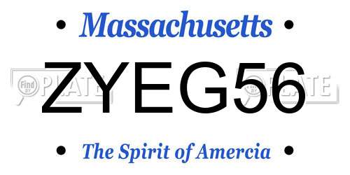 ZYEG56 Massachusetts License Plate