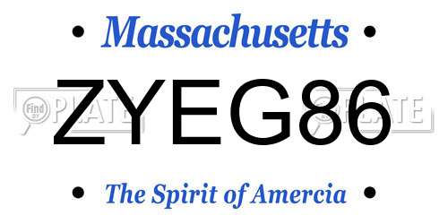 ZYEG86 Massachusetts License Plate