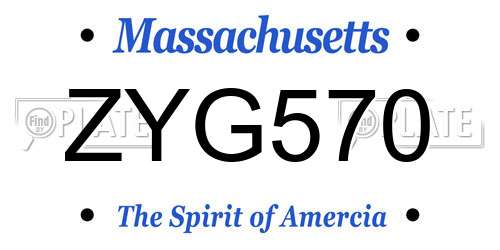 ZYG570 Massachusetts License Plate