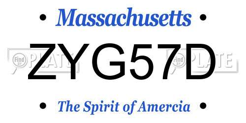 ZYG57D Massachusetts License Plate