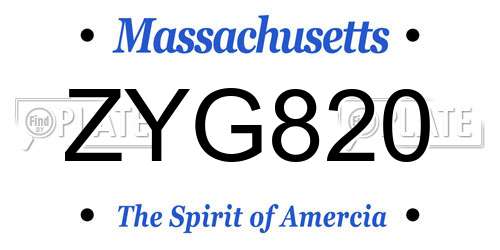 ZYG820 Massachusetts License Plate