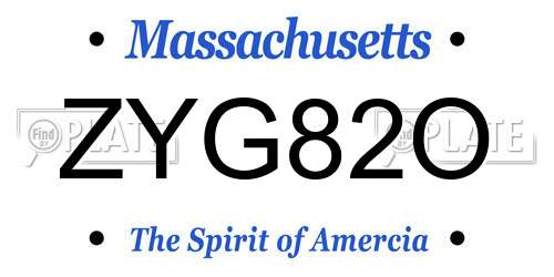 ZYG82O Massachusetts License Plate