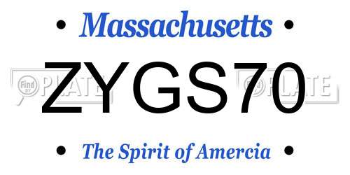 ZYGS70 Massachusetts License Plate