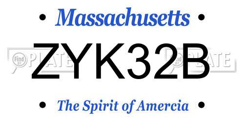 ZYK32B Massachusetts License Plate