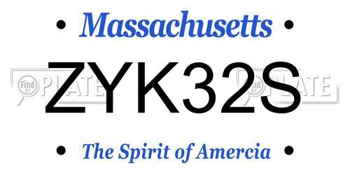 ZYK32S Massachusetts License Plate