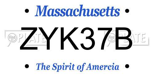 ZYK37B Massachusetts License Plate