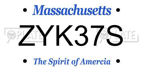 ZYK37S Massachusetts License Plate
