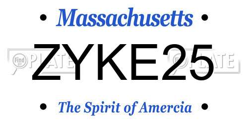 ZYKE25 Massachusetts License Plate