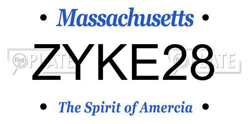 ZYKE28 Massachusetts License Plate