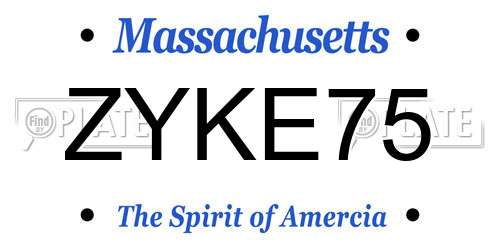 ZYKE75 Massachusetts License Plate
