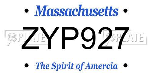 ZYP927 Massachusetts License Plate