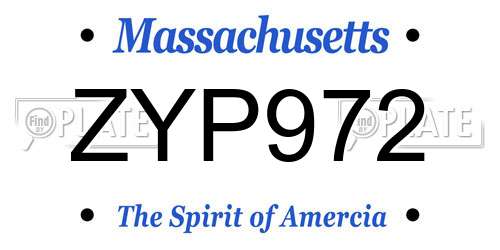 ZYP972 Massachusetts License Plate