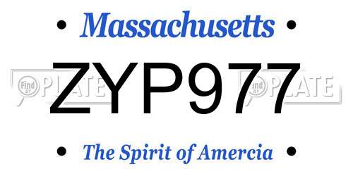 ZYP977 Massachusetts License Plate
