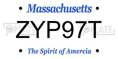 ZYP97T Massachusetts License Plate