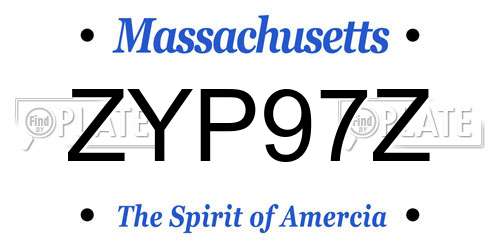 ZYP97Z Massachusetts License Plate