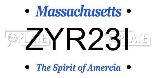 ZYR23I Massachusetts License Plate