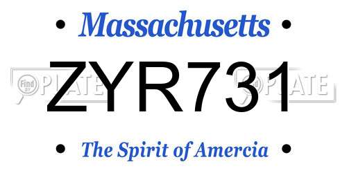ZYR731 Massachusetts License Plate