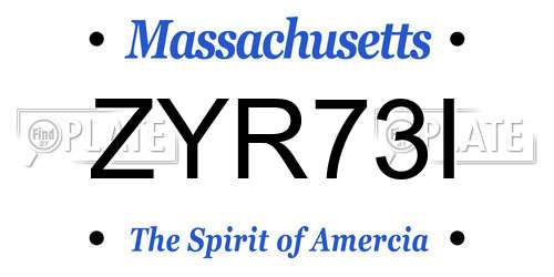 ZYR73I Massachusetts License Plate