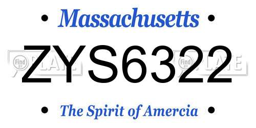 ZYS6322 Massachusetts License Plate