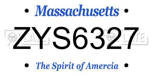 ZYS6327 Massachusetts License Plate