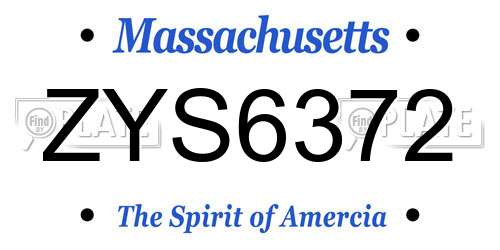 ZYS6372 Massachusetts License Plate