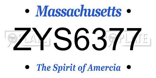 ZYS6377 Massachusetts License Plate
