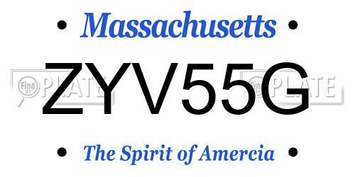 ZYV55G Massachusetts License Plate