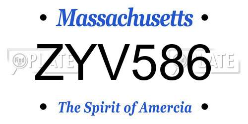 ZYV586 Massachusetts License Plate