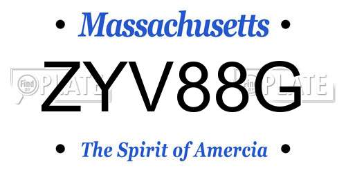 ZYV88G Massachusetts License Plate