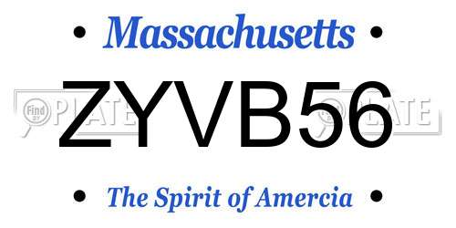 ZYVB56 Massachusetts License Plate