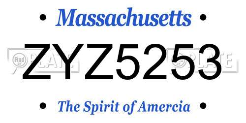 ZYZ5253 Massachusetts License Plate