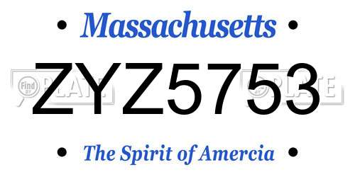 ZYZ5753 Massachusetts License Plate
