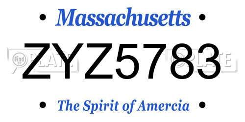 ZYZ5783 Massachusetts License Plate