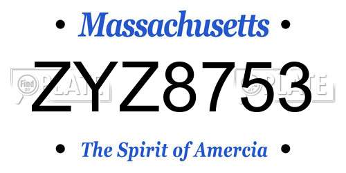 ZYZ8753 Massachusetts License Plate