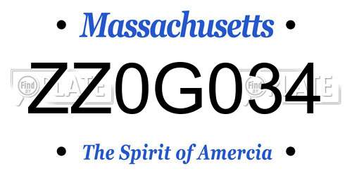 ZZ0G034 Massachusetts License Plate