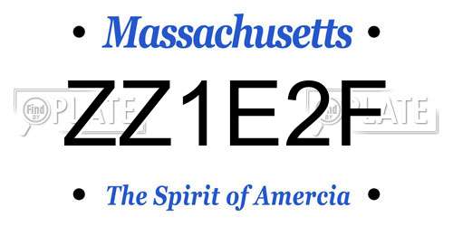 ZZ1E2F Massachusetts License Plate