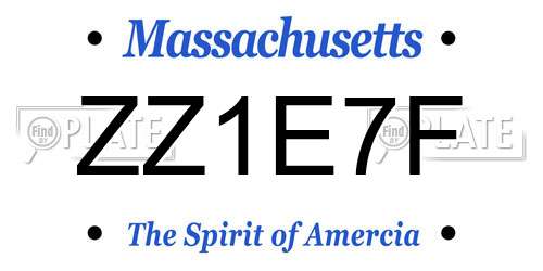 ZZ1E7F Massachusetts License Plate