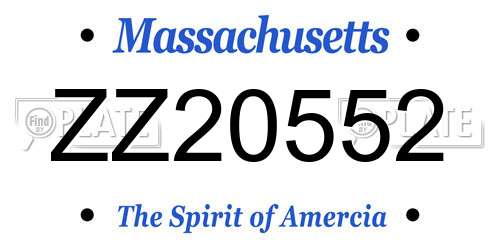 ZZ20552 Massachusetts License Plate