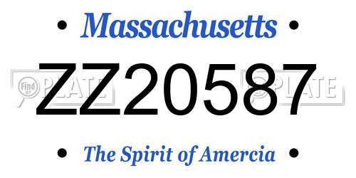 ZZ20587 Massachusetts License Plate