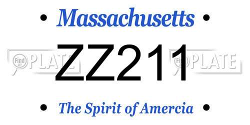 ZZ211 Massachusetts License Plate