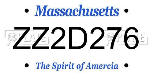 ZZ2D276 Massachusetts License Plate