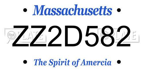 ZZ2D582 Massachusetts License Plate