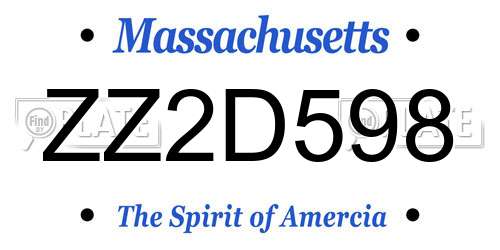 ZZ2D598 Massachusetts License Plate