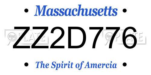 ZZ2D776 Massachusetts License Plate
