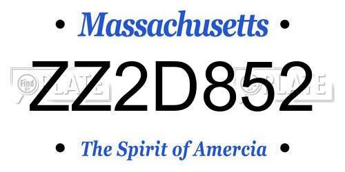 ZZ2D852 Massachusetts License Plate
