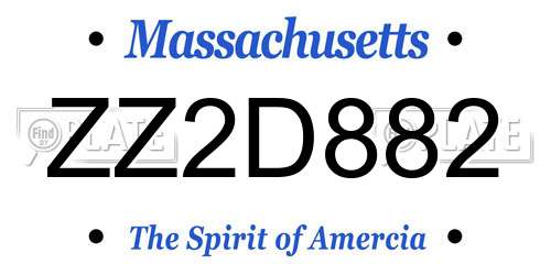 ZZ2D882 Massachusetts License Plate