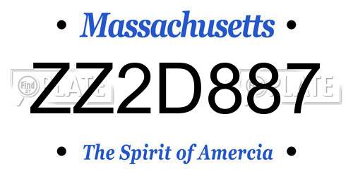 ZZ2D887 Massachusetts License Plate