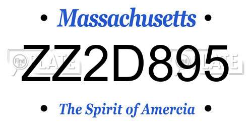 ZZ2D895 Massachusetts License Plate